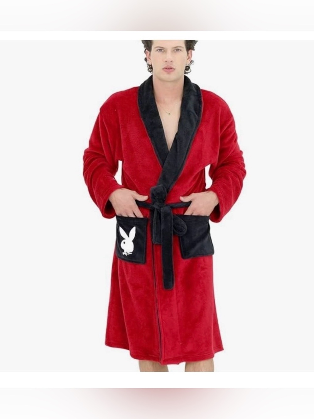 Playboy Men's Red plush Robe -